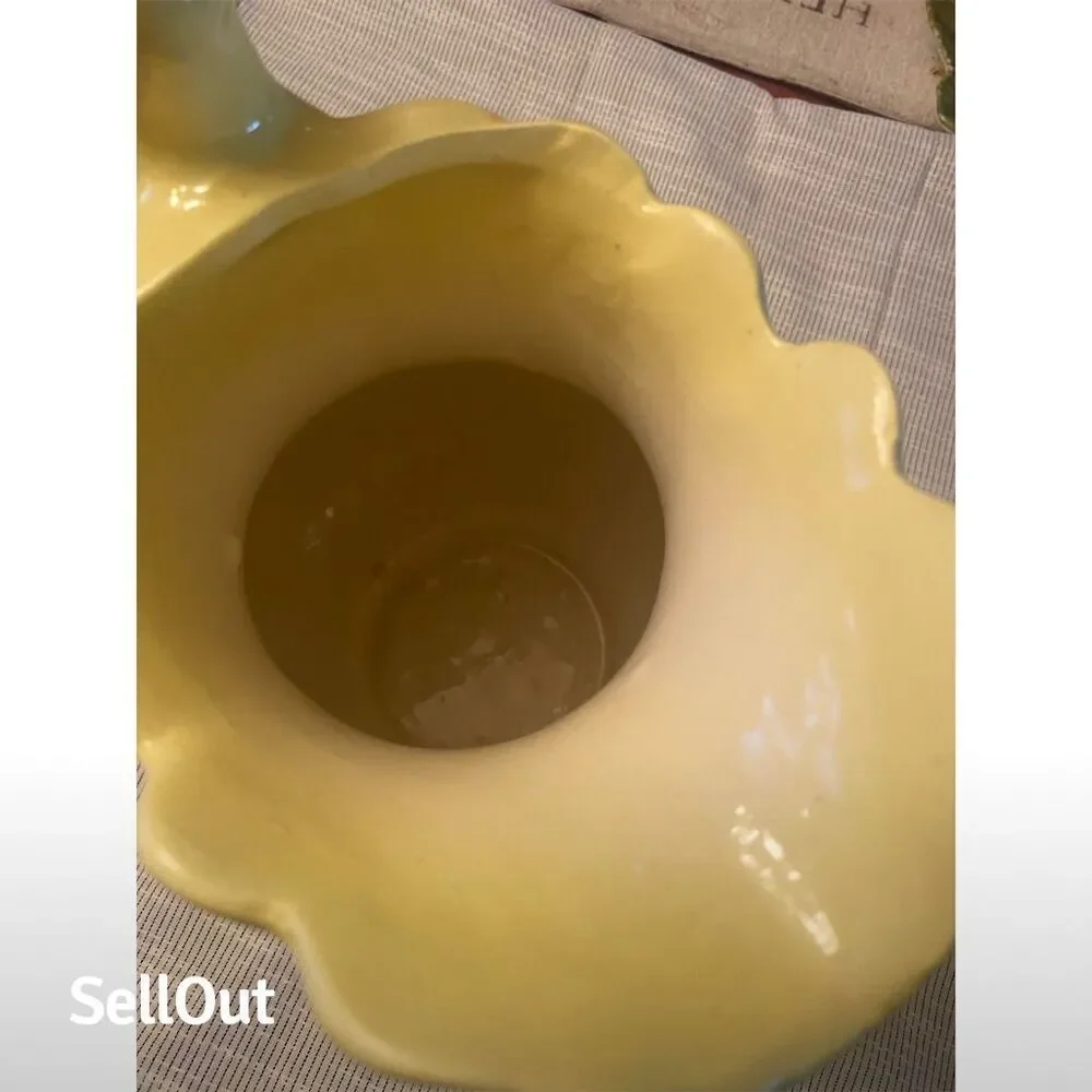 Belleek Vintage Yellow Ceramic Decorative Pitcher Figurine